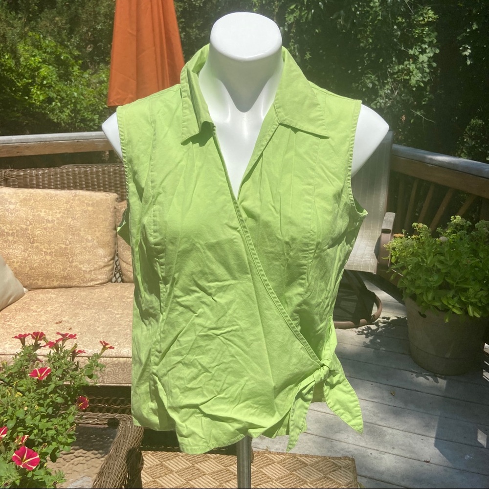 14 RAFAELLA BRIGHT GREEN COTTON WRAP COLLA…